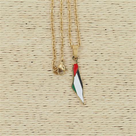 Plated Palestine Flag Necklace Map Of Gaza Palestine Etsy Australia