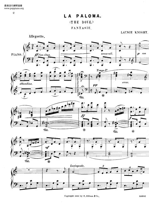 ★ 西班牙民謠-La Paloma Sheet Music pdf, - Free Score Download