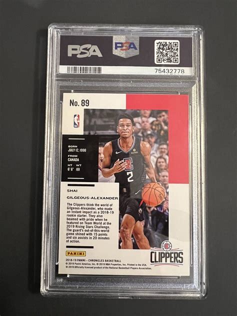 Panini Chronicles Green Shai Gilgeous Alexander Rookie Rc Psa