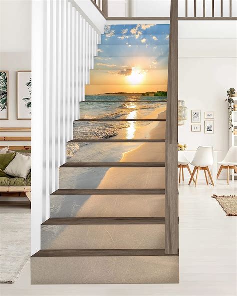 Amazon Flfk Sunrise Coast Stair Stickers Set Of Peel And