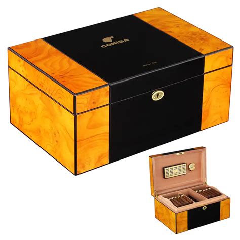 COHIBA Luxury Cigar Humidor Home Cedar Wood Piano Finish Glossy Cigar