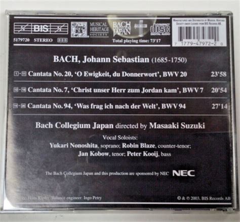 Johann Sebastian Bach Cd Bach Collegium Japan Masaaki Suzuki