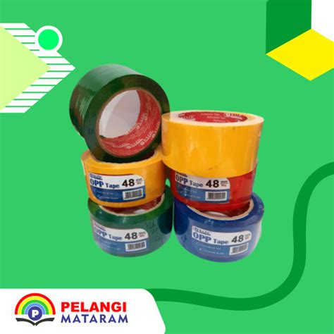 Jual LAKBAN WARNA WARNI MERAH KUNING HIJAU BIRU MURAH OPP 48MM X 90