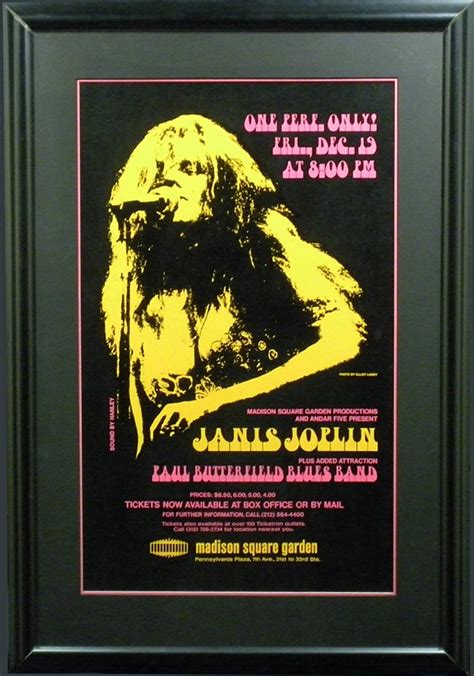 1969 Concert Poster Janis Joplin At Madison Square Garden