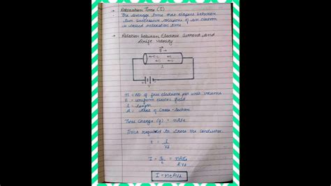 Ch 3 Current Electricity Phy Handwritten Notes Youtube