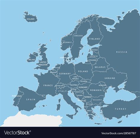 Europe Political Map With Country Names Royalty Free Vector