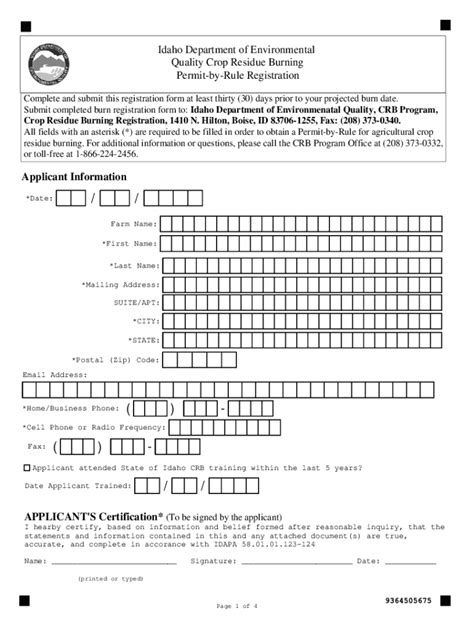 Fillable Online Idaho Department Of Environmental Quality Crop Residue Burning Permit Fax