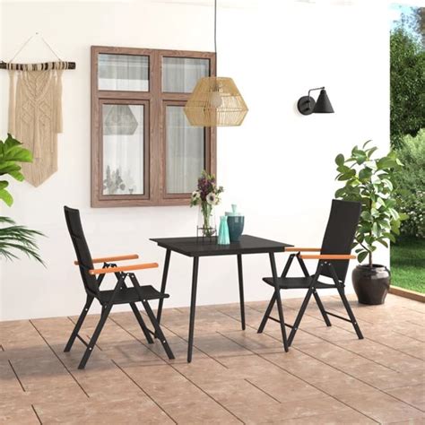 Decoways 3 Delige Tuinset PE Rattan HKC Glas Staal En