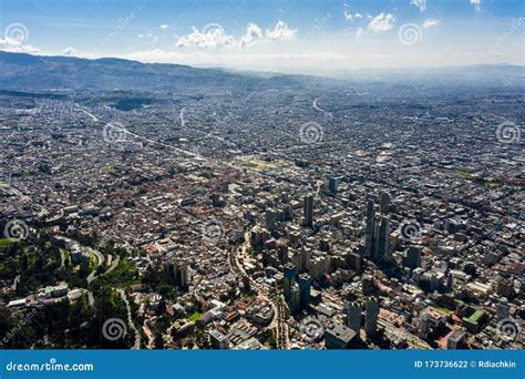 Aerial View Of A Panoramic View Of The City Of Bogota Stock Photo