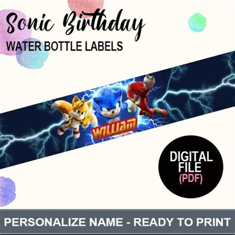 Digital Printable File Sonic Water Bottle Labels For Ml Bottles