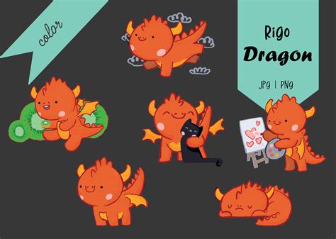 Cute Dragon Clip Art - COLOR Graphic by Magic Pencil · Creative Fabrica