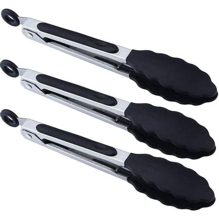 Kitchen Food Tongs - 7" Mini Silicone Serving Tongs - Set of 3 ...