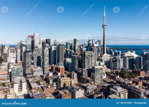 Aerial View of Downtown Toronto, Ontario, Canada Stock Photo - Image of famous, cityscape: 136329388