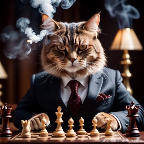 Angry Cat Smoking Pipe In Elegant Suit Stable Diffusion En L Nea