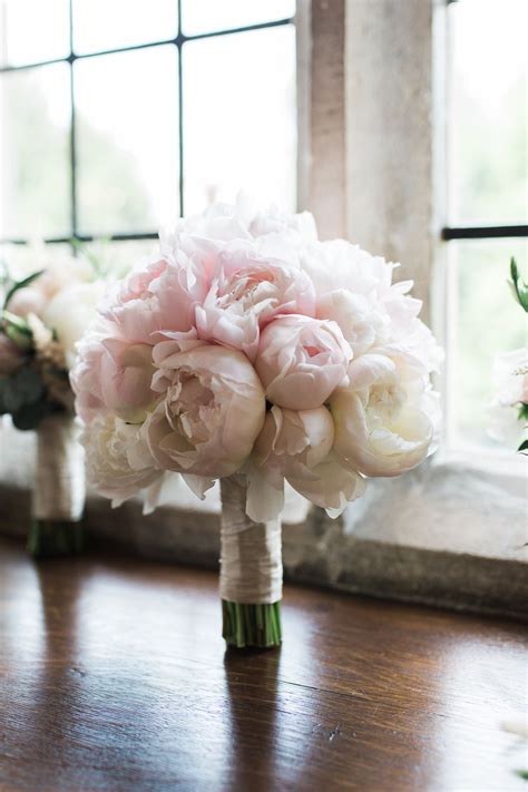 Pure And Elegant Bridal Bouquet Of Blush Pink Peonies Bridal Bouquet