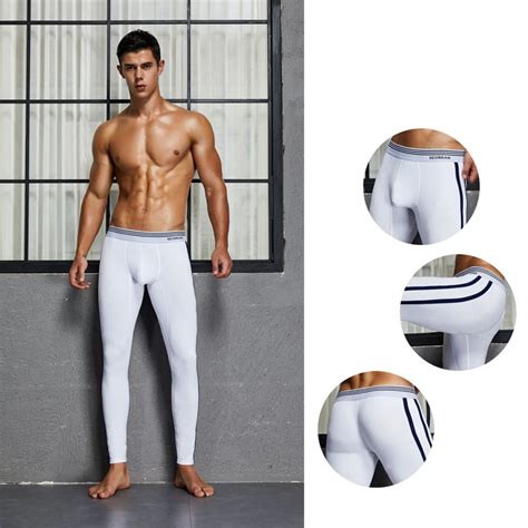 Seobean Cotton Men S Long Johns Sexy Low Rise Thermal Underpants