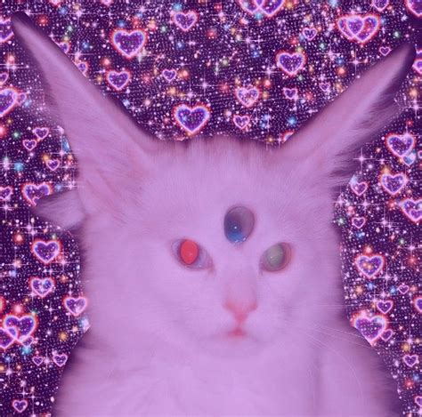 Weirdcore Dreamcore Surrealcore Goblincore Aesthetic Purple Cat