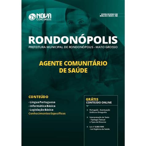 Apostila Concurso Rondonópolis Agente Comunitário De Saúde Em