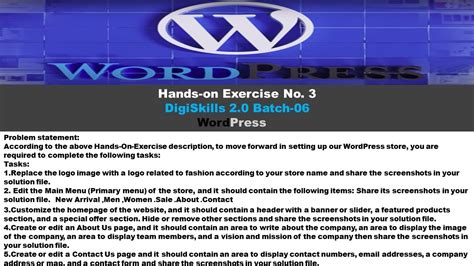 Wordpress Hands On Exercise 3 Dstp 2 0 Batch 06 Digiskills Wordpress