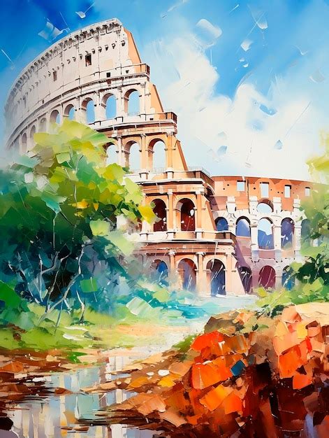 Premium AI Image | Colosseum in Rome Italy Watercolor painting