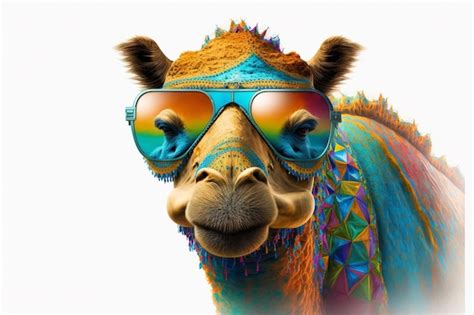 Premium Ai Image There Is A Giraffe Wearing Sunglasses And A Colorful