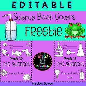 EDITABLE Science Book Covers FREEBIE By Wild On Teaching TpT