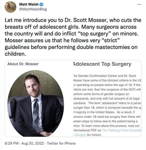 Let Me Introduce You To Dr Scott Mosser Who Cuts The Breasts Off Of Adolescent Girls Many