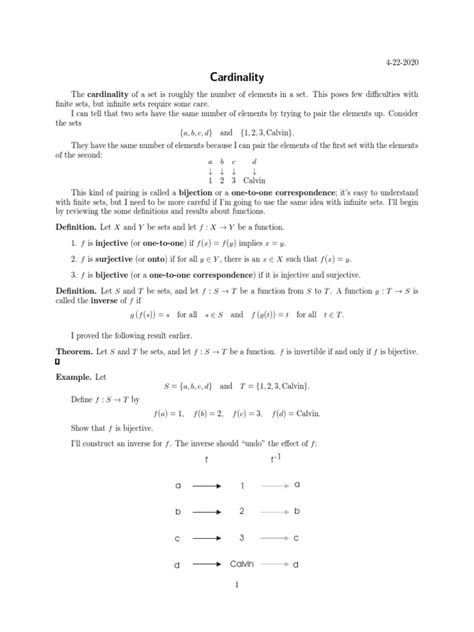 Cardinality | PDF | Set (Mathematics) | Function (Mathematics)