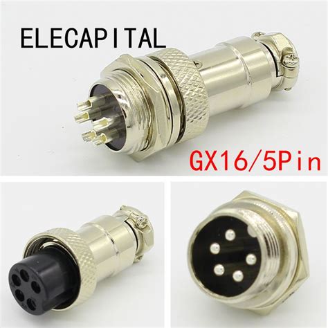 1set Gx16 5 Pin Male And Female Diameter 16mm Wire Panel Connector L73 Gx16 Circular Connector