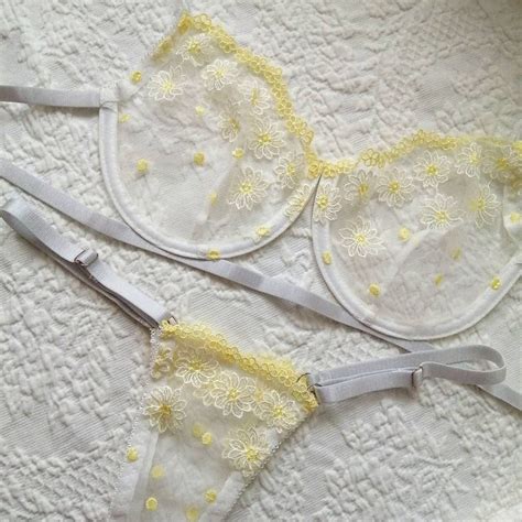 Beautiful Sheer Lingerie Set Daisy Embroidered Lingerie Set Etsy