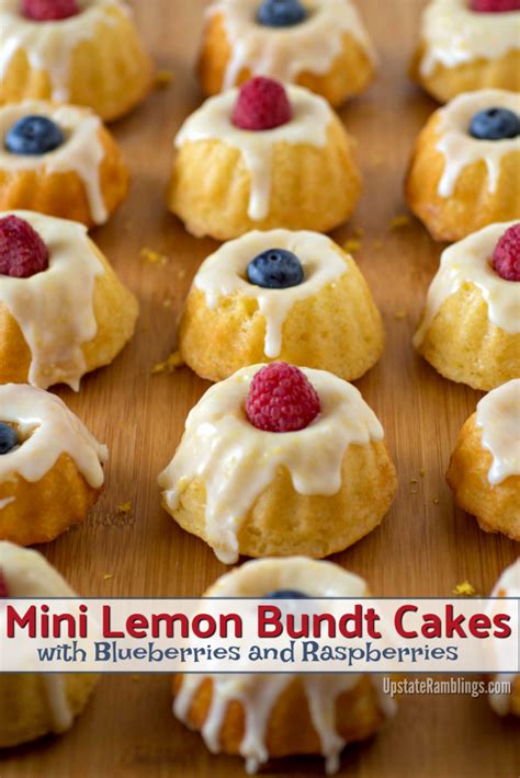 Lemon Bundt Cake From Scratch With Raspberries And Blueberries Mini