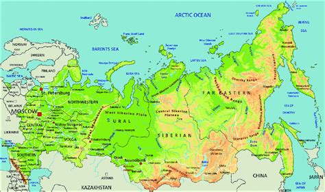 Russia Physical Map Physical Map Of Russiaphysical Map Of Russian Images