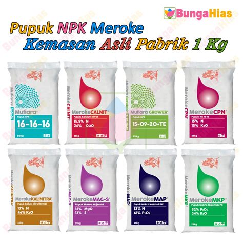 Jual Pupuk Meroke 1 Kg NPK Kemasan Asli Tanaman Bunga Buah Daun