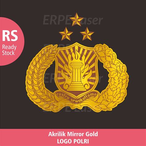 Jual Logo Lambang Polri Kepolisian Akrilik Mirror Gold Dekorasi Mahar