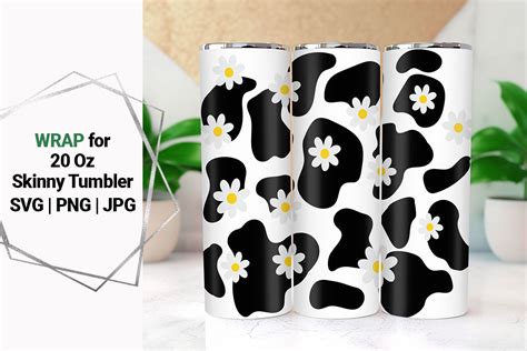 Oz Cow Print Daisy Tumbler Wrap Graphic By Bazarova Creative Fabrica