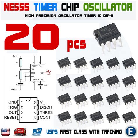 20pcs Ne555p Ne555 Ic 555 High Precision Oscillator Timer Dip 8 Chip Eelectronicparts