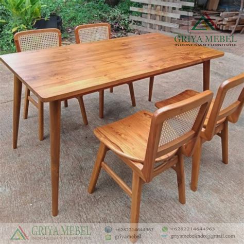 Set Kursi Makan Rotan Jati Murah Furniture Jati Jepara