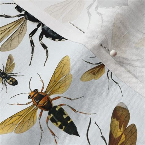 Nostalgic Retro Bees Wasps Fabric Fabric Spoonflower