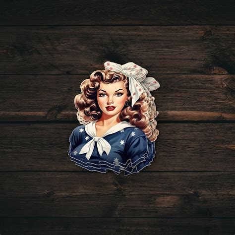 50s Vintage Navy Pin Up Girl Sticker 50s Navy Laptop Sticker 50s