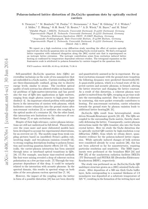 Pdf Polaron Induced Lattice Distortion Of In Ga As Quantum Dots By