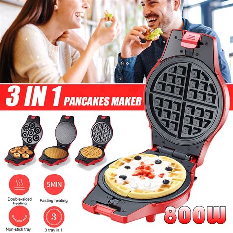 Máquina de Waffle 3 em 1 Máquina Elétrica de Crepe Donut Máquina de