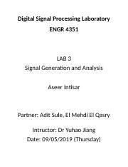 DSP LAB 3 Docx Digital Signal Processing Laboratory ENGR 4351 LAB 3