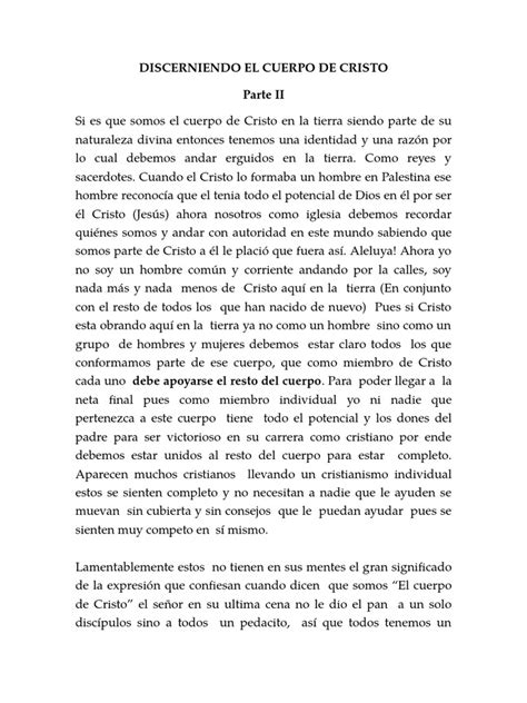Discerniendo El Cuerpo de Cristo | PDF | La unción | Cuerpo de Cristo