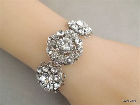 Bridal Bracelet Bridal Rhinestone Bracelet Statement Bridal