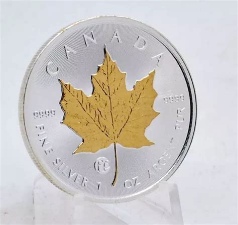 Oz Silber Maple Leaf Canada Privy F Fabulous Gilded