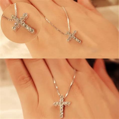 Small Cross Necklace Cross Necklace Diamond Cz Cross Etsy