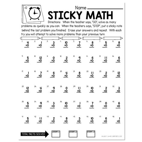 Math Fact Fluency Practice Sheets