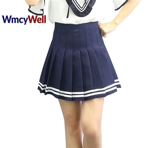 WmcyWell Sweet Pleated Skirt Women Preppy Style Mini High Waist Skirt Girls Vintage Cute School ...