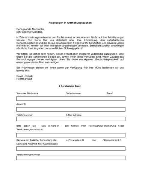 Ausf Llbar Online Fragebogen Fr Mandantinnen Und Mandanten Fax Email