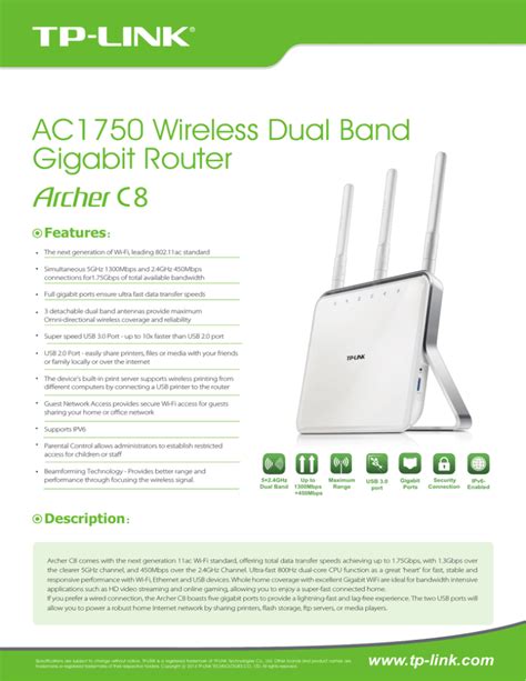 Archer C8 V1 Datasheet TP Link